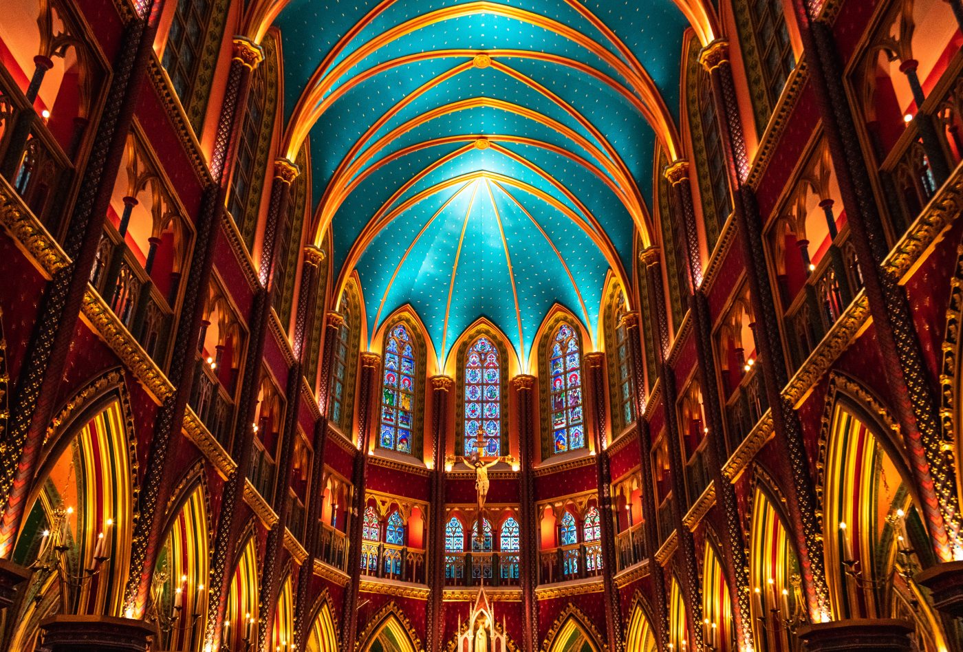 colorful hall of stained glass