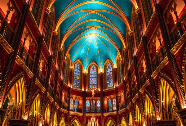 colorful hall of stained glass
