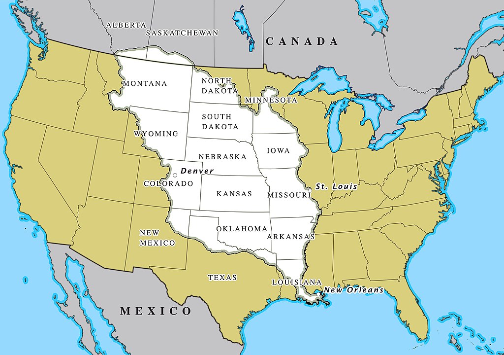 Here's the size of the territory bought in Louisiana Purchase.