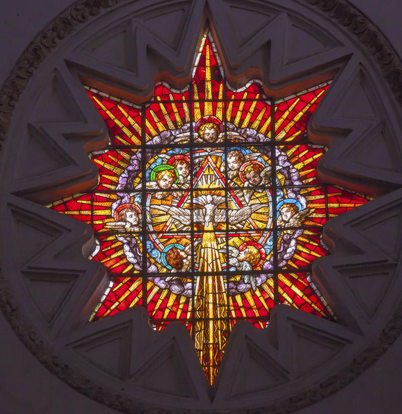star-shaped Stained Glass window